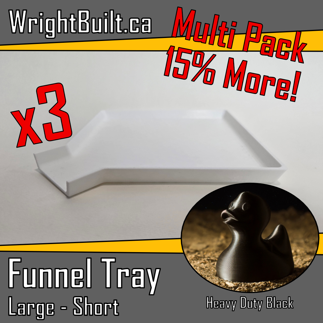 Funnel Tray - Large & Short - Heavy Duty Black Plastic - Sorting & Organizing Tool - 3 Pack